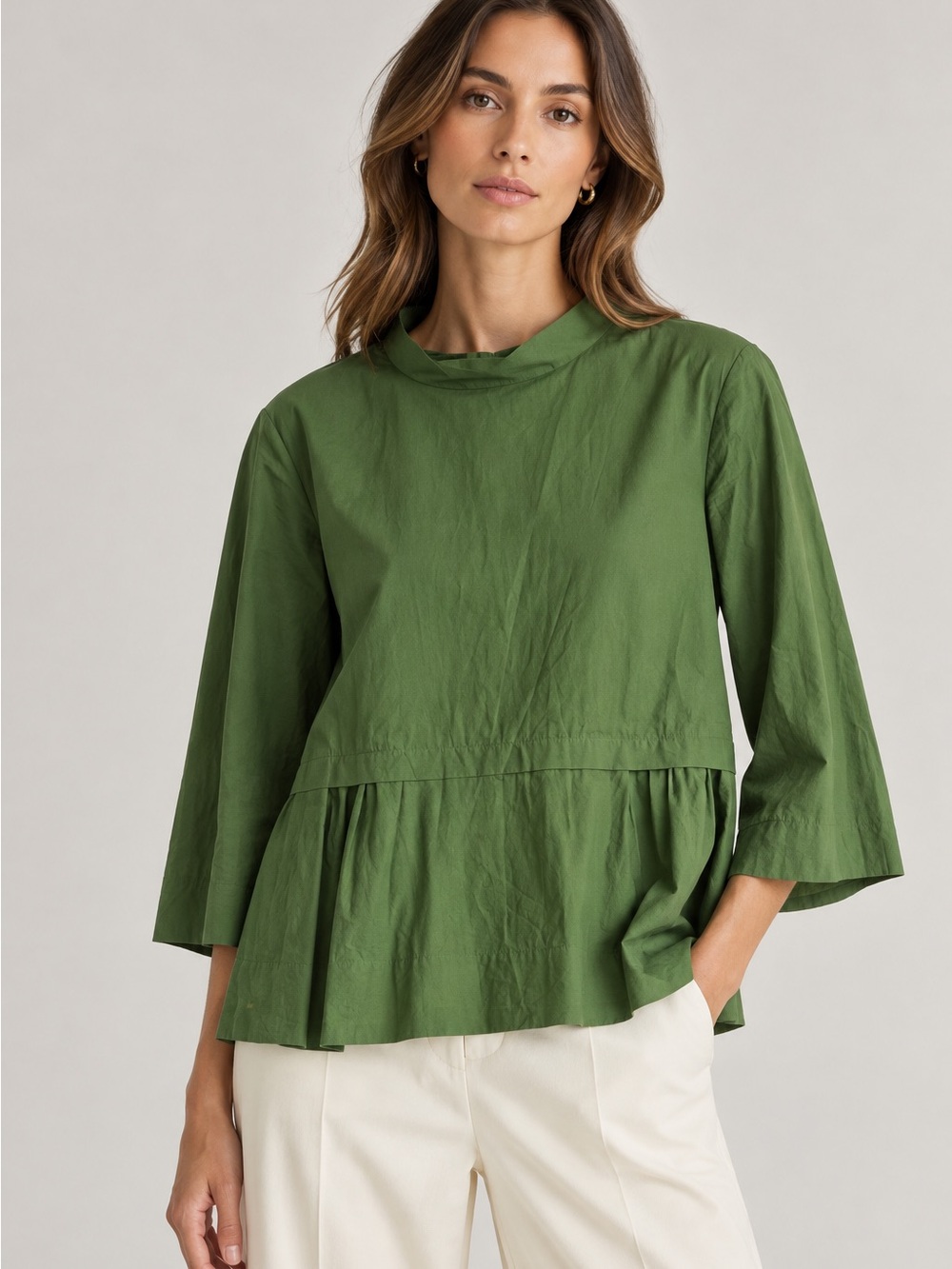 Marni 3/4 Sleeve Peplum Top in Green - IT 40 (US 4)